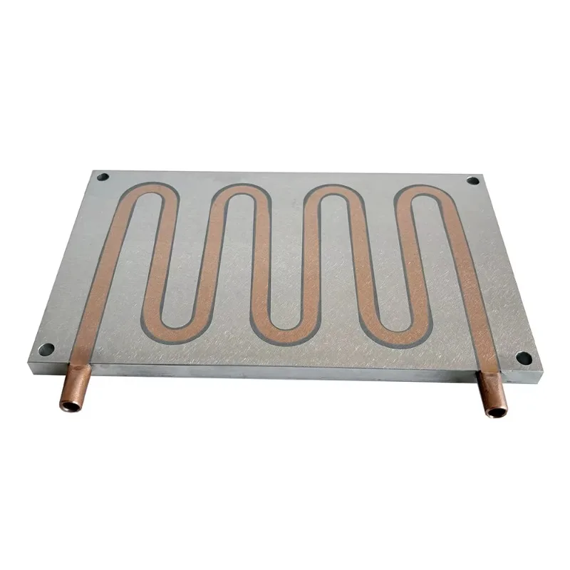 Aluminum Water Cooling Plate 230*140*10mm with 8 Loops and 3/8 Copper Tubes Custom Cold Plate Water Cooling Heatsink Plate