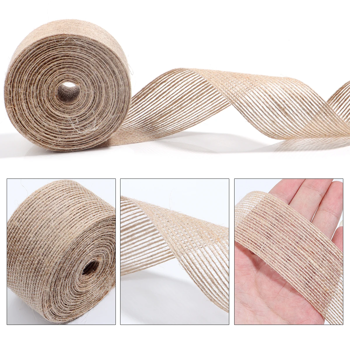 1-10 Meter 1cm-4cm Natural Vintage Jute Burlap Ribbon For Weddings Belt Strap Floristry Party Christmas Decoration DIY Gift Pack