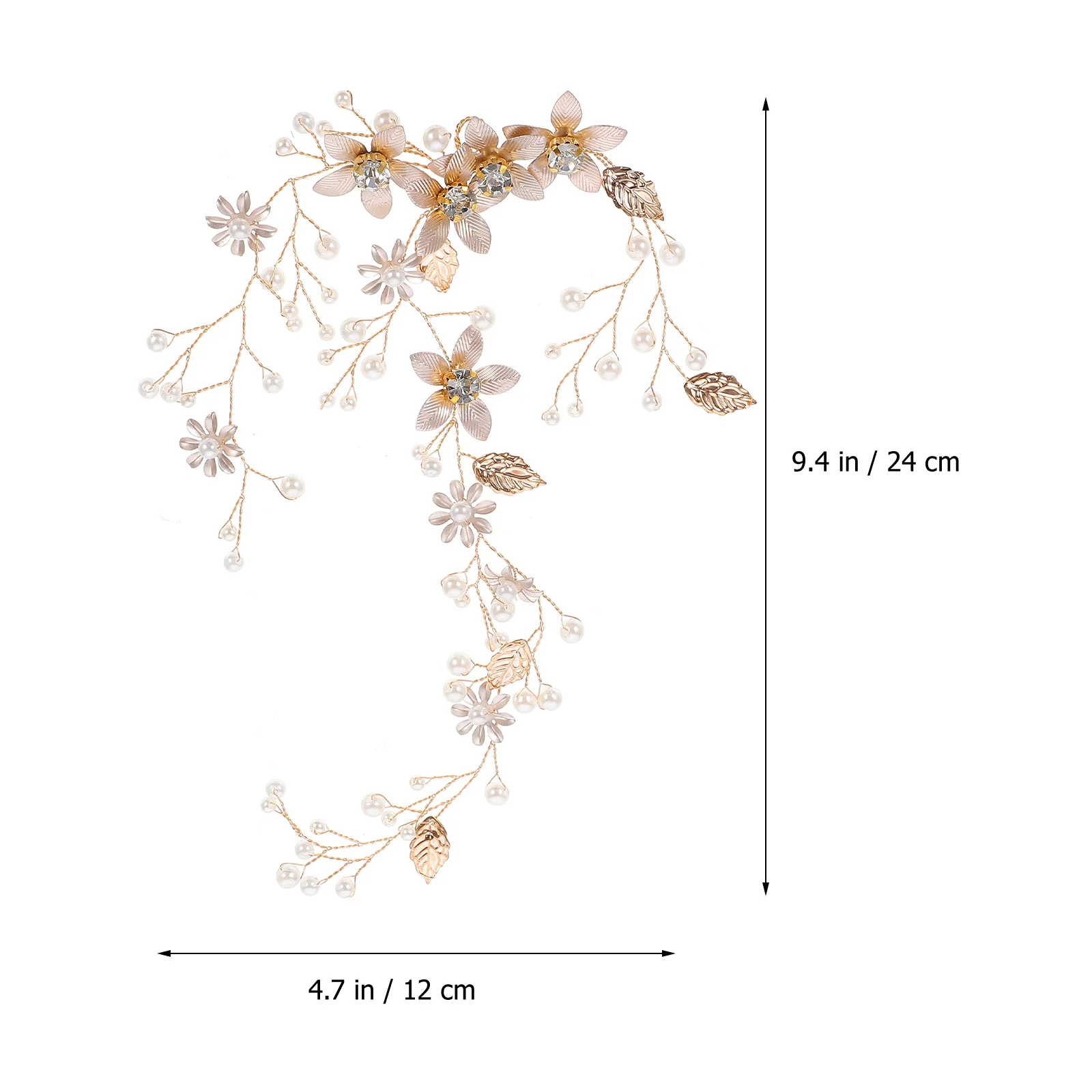 

Golden Bridal Headwear Handmade Pearls Leaf Flower Wedding Hairband for Brides Party Prom Celebrations Wedding Headband