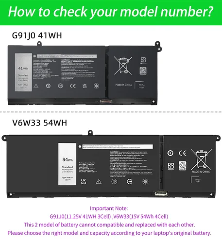 Imagen 2 del producto SKOWER G91J0 41Wh V6W33 54Wh batería para Dell Inspiron 15 3511 3515 3520 13 5310 5320 5330 Latitude 3320 3420 Vostro 3510 5620