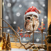 1pc Cute Owl Christmas Window Sticker Removable PVC double-sided Visibility Decoration For Nursery Baby Room Home Decor