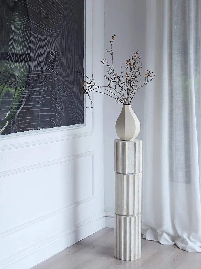 

French flower stand Roman column decoration Art floor ornament Living room sculpture table Vase column
