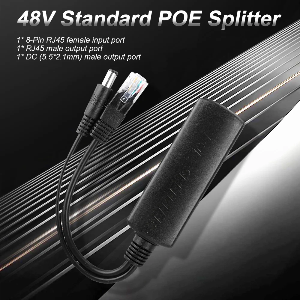 POE Splitter 10/100Mbps IEEE802.3af/at PoE Input Voltage DC 44-57V Output DC 12V 2A for IP Camera Wireless AP or Non-POE Device