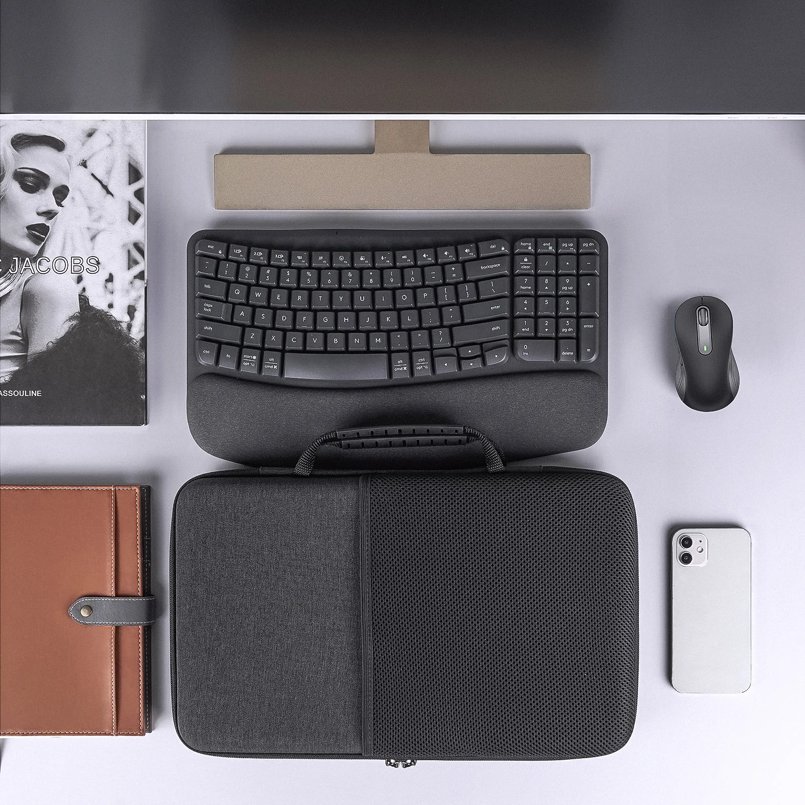 Geekria Tastatur hülle kompatibel mit Logitech Wave Keys mk670 Combo/Wave Keys drahtlose ergonomische Tastatur, Reisetasche