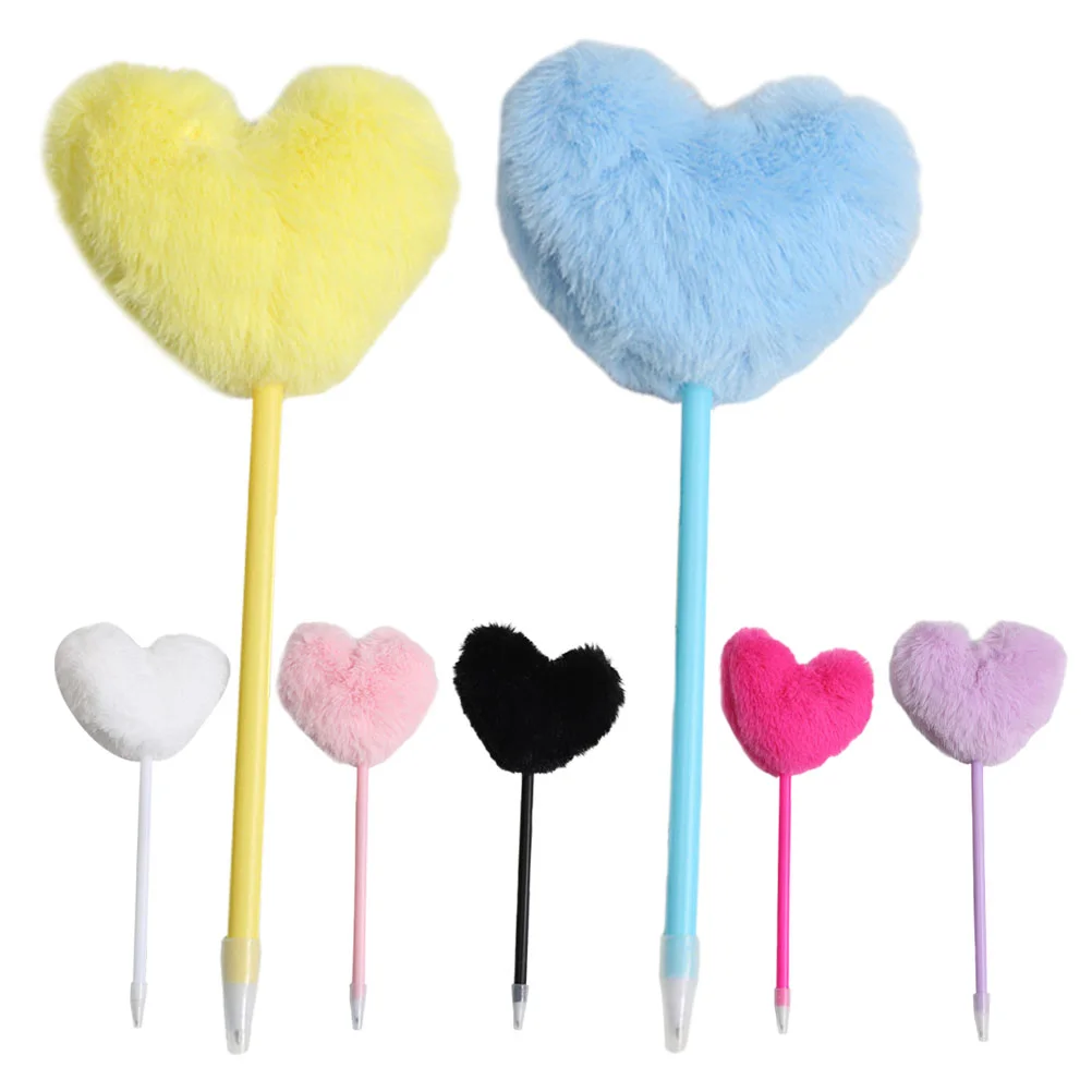 7 Pcs Fluffy Love Ballpoint Pen Student Fountain Cute Pens for Girls Writing Plush