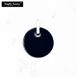 Pendant Black Onyx Round Disc 2.2cm 925 Sterling Silver Fine Jewelry Accessories Fit Necklace Classic Fashion Gift For Man Woman
