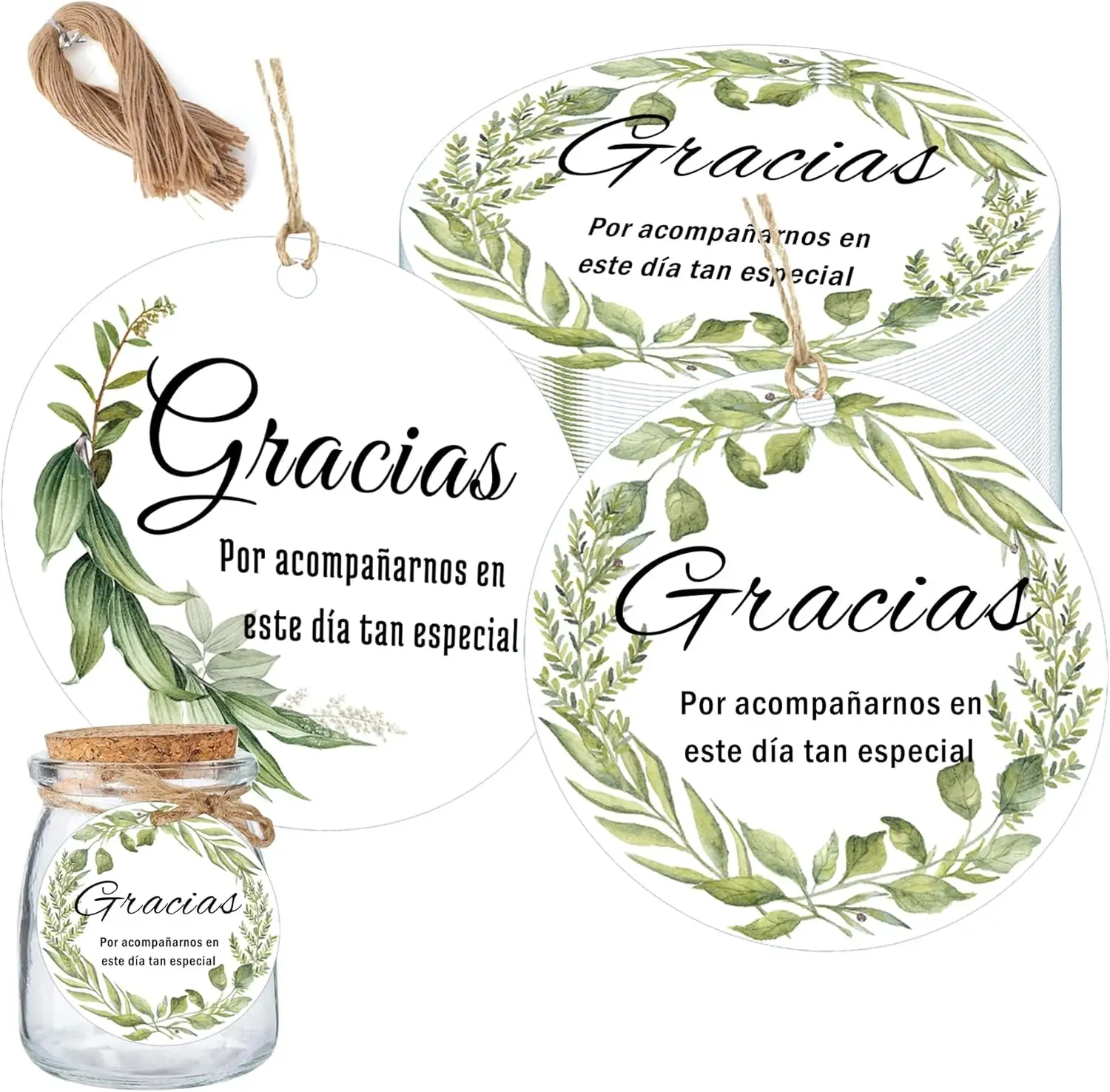 علامات شكر غراسياسيا الإسبانية مع أوتار معلقة 100 عبوة هدية لصالح الزفاف