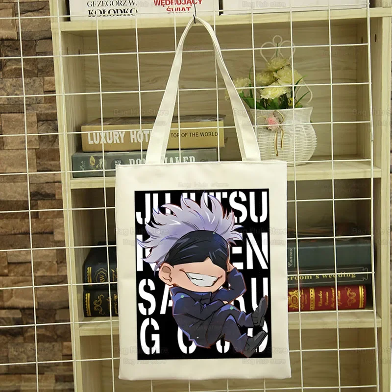 Jujutsu Kaisen Gojo Satoru Room Anime Shoulder Canvas Bags Large Capacity College Harajuku Handbag Women Bag Shopping Bag