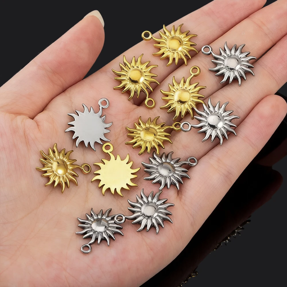 5Pcs meteor Sun Shaped Stainless Steel Gold Color Pendant For Jewelry Making Supplies Handmade Necklace Bracelet Charm - view 4