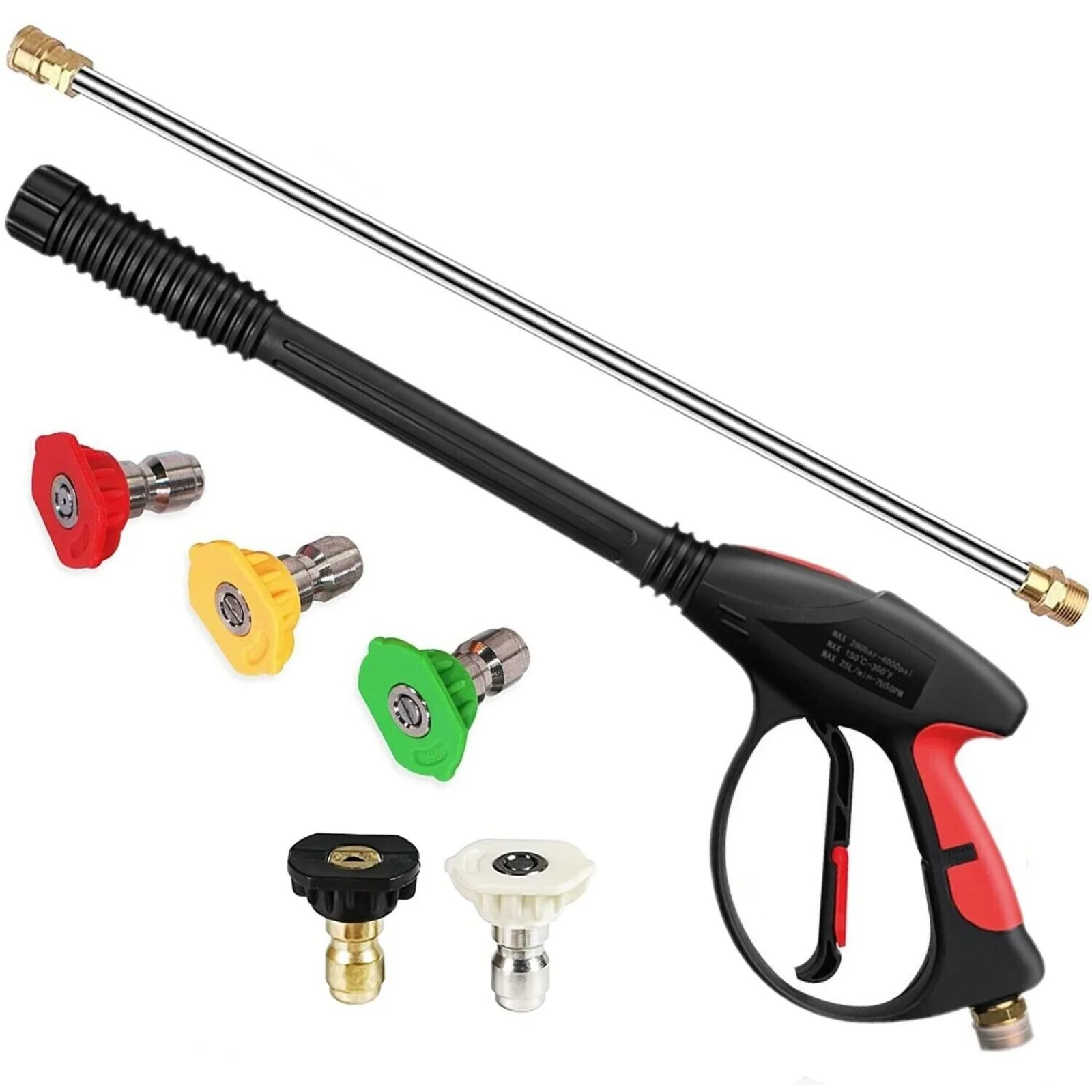 

US 4000PSI High Pressure Power Washer Spray Gun Wand Lance Quick Nozzle Tips Kit