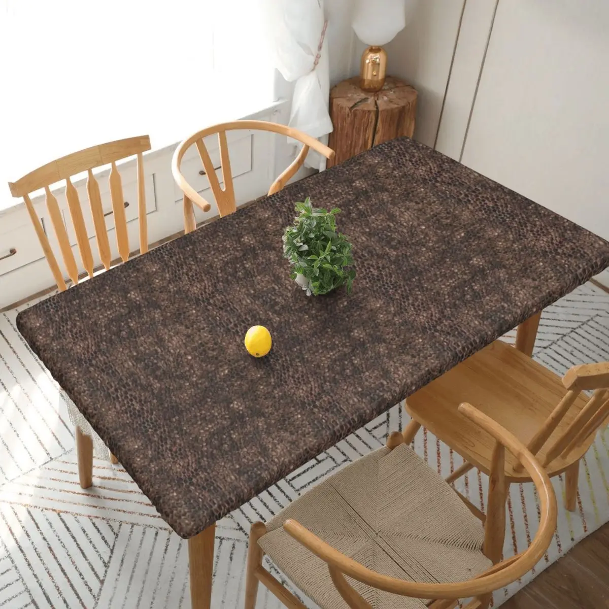 Brown Snake Skin Pattern Design Custom Rectangular Tablecloth Oilproof Table Cover for Festival Party Decorations Table Cloth