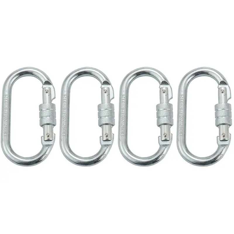 HOES-4X O Shape 25KN Alloy Steel Safety Buckle Professional Rock Climbing Carabiner Mountaineering Buckle Main Lock