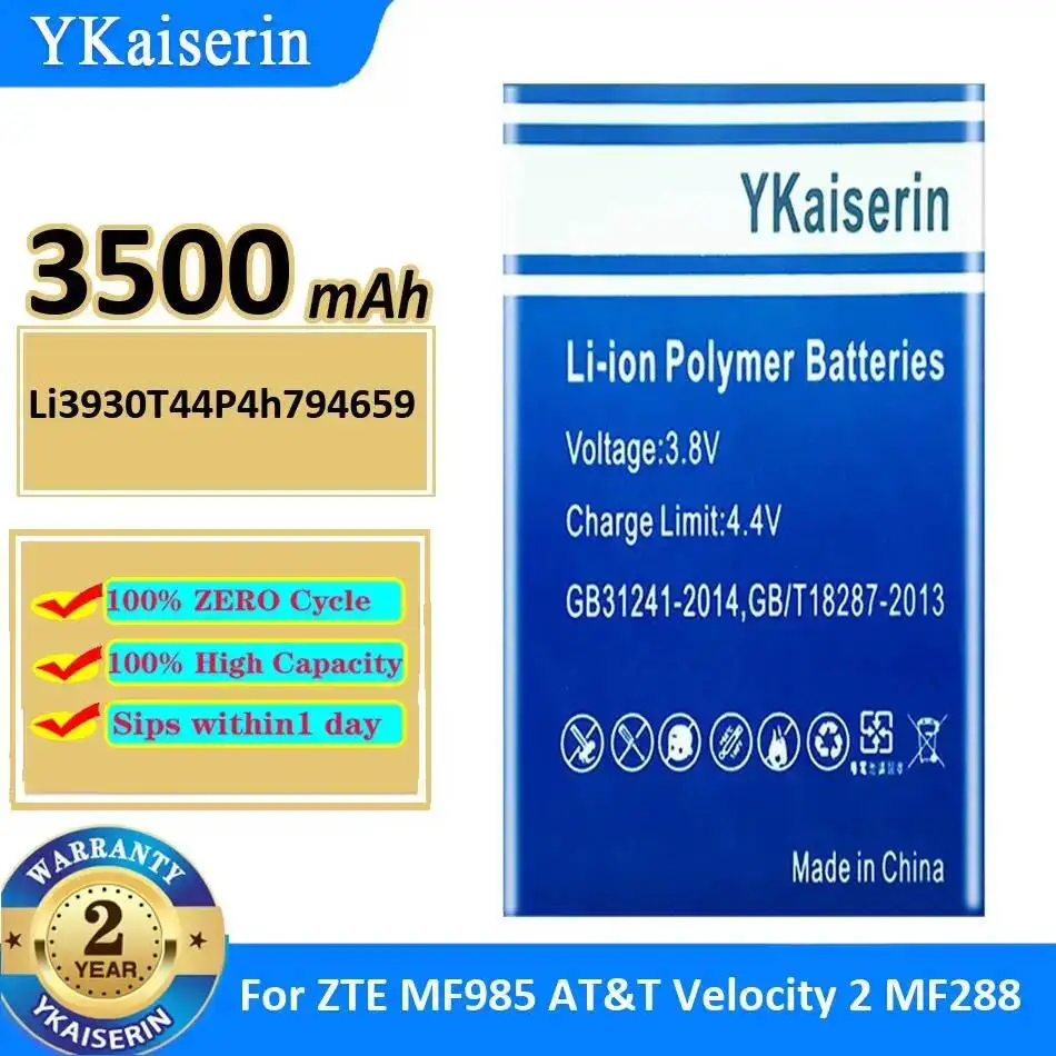 

Аккумулятор Li3930T44P4h794659 3500 мАч для роутера ZTE MF985 AT&T Velocity 2 MF288, быстрая зарядка, премиум-замена