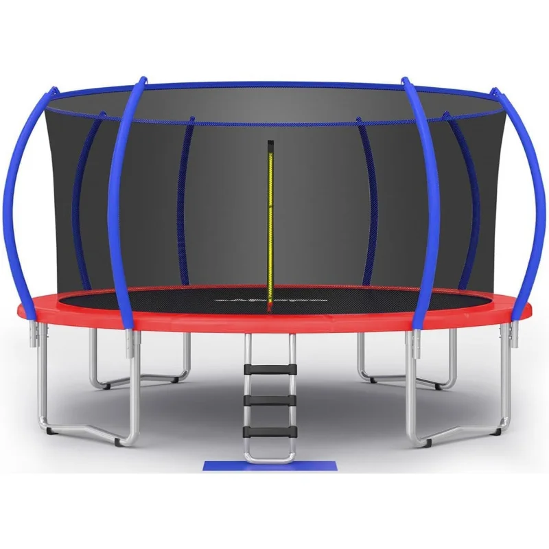 1500LBS Weight Capacity No-Gap Design 15 14 12 10FT Trampoline for Kids with Safety Enclosure Net Outdoor Backyards Trampolines