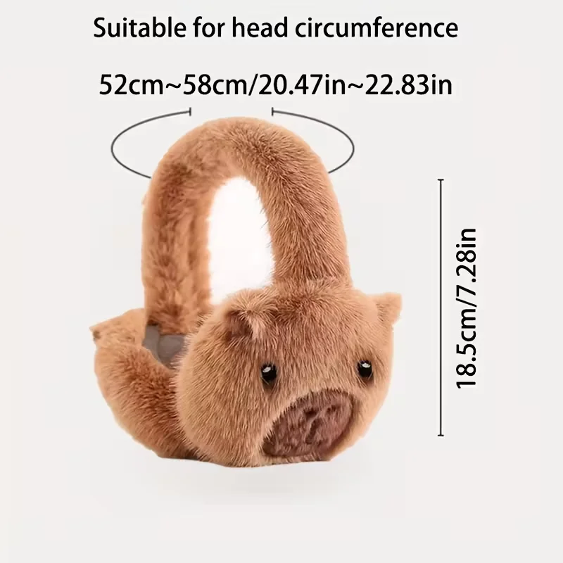 مجموعة واحدة من أغطية أذن كابيبالا اللطيفة، أغطية أذن مخملية سميكة للخريف والشتاء، أغطية أذن دافئة ومقاومة للبرد