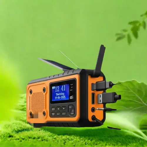 Radio de manivela DAB376BT Radio de emergencia DAB + FM BT con batería de 5000 mAh Solar con despertador manivela opaca uso de emergencia
