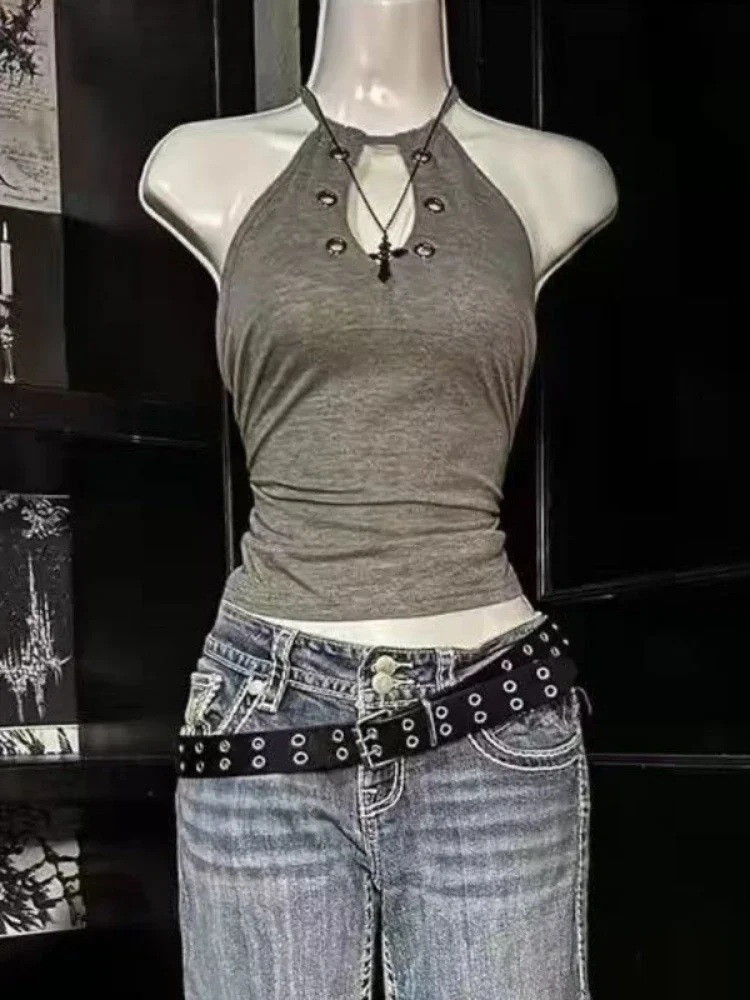Women Y2K Summer Vintage Casual Harajuku Sweet Spicy Tees Sleeveless Aesthetic Slim Fit Acubi Tank Crop Tops 2000s Alt Clothes image 3