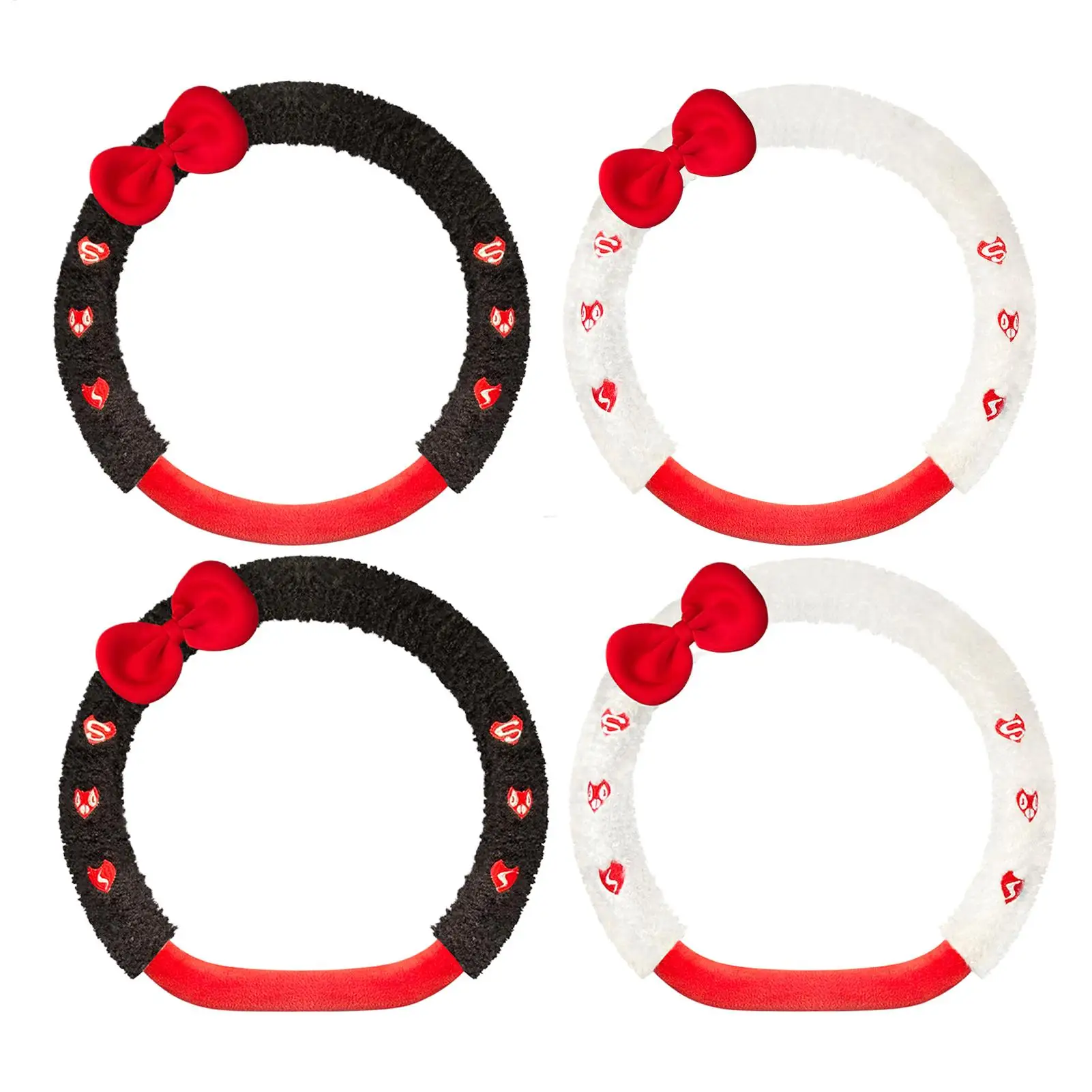 

Steering Wheel Cover Women Plush Cute Bow Automotive Interior Accessories Soft Plush Car Steering Wheel Protective Cover For