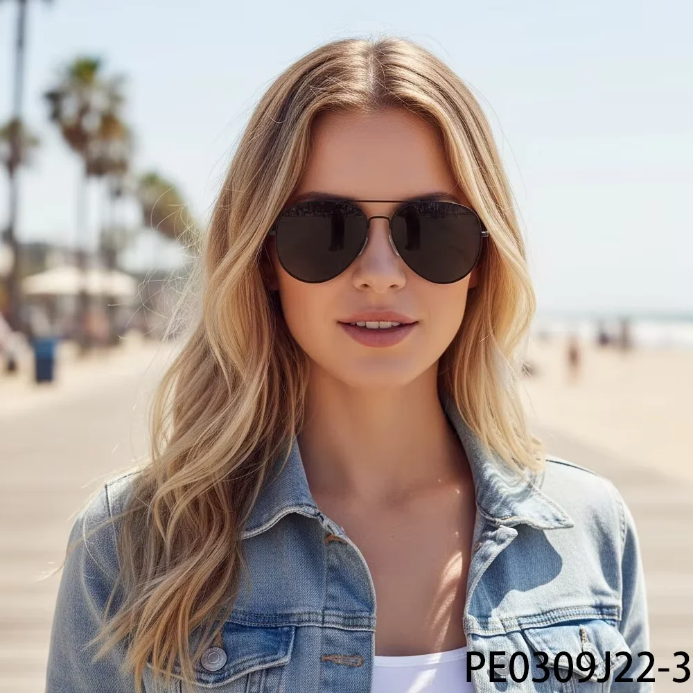 PESENAR Gafas de sol de aviador totalmente negras de moda con elegantes monturas negras y lentes oscuras para un look atrevido y moderno