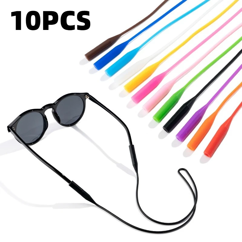 10PCS New Eyeglass Straps in Various Colors Anti-Slip Strap for Outdoor Sports Glasses Silicone Eyewear Retention Strap