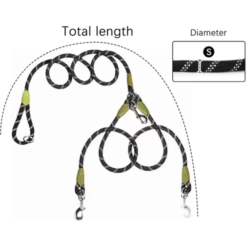 TFORU-Dual Nylon Dog Leash-Adjustable,For Tangle-Free,Multi-Functional Outdoor Running& Walking Pet Rope