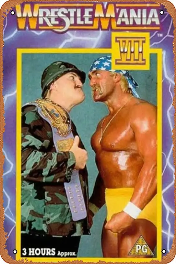 Letrero Metálico Retro de WrestleMania VII, Decoración de Pared para Hogar, Puerta, Jardín, Bares, Restaurantes, Cafés, Oficina, Tienda, Pub, Club, Regalo