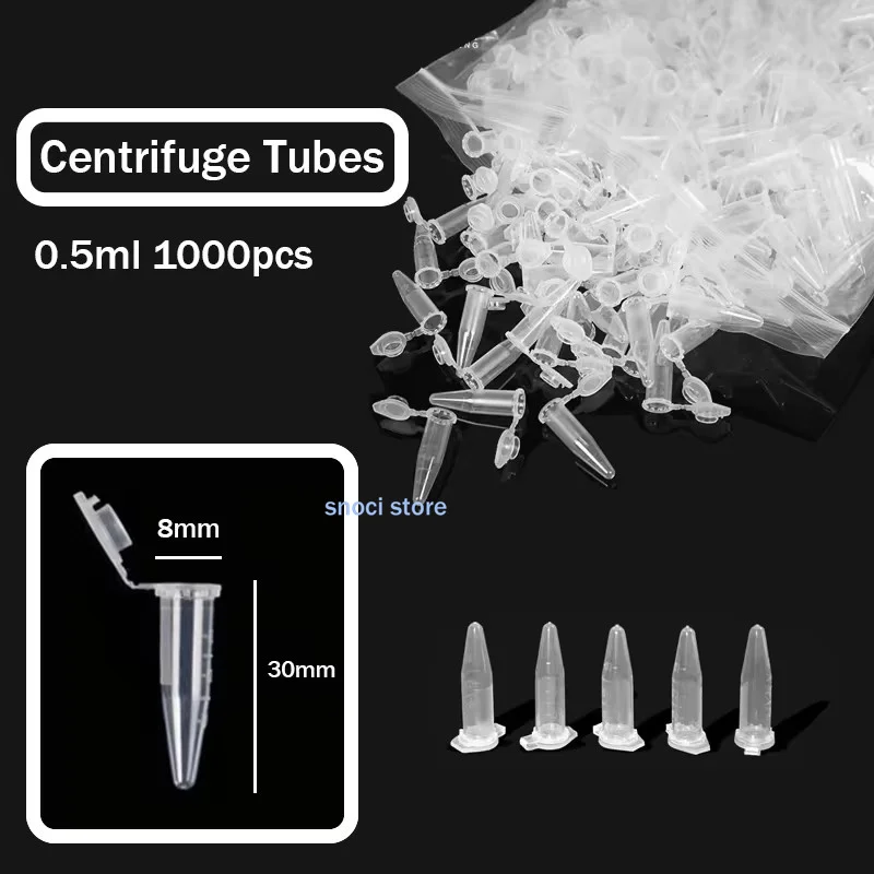 0.5ml Pieces of Transparent Mini Plastic Test Tube Centrifuge Tube Tube Container Science Laboratory Test Accessories