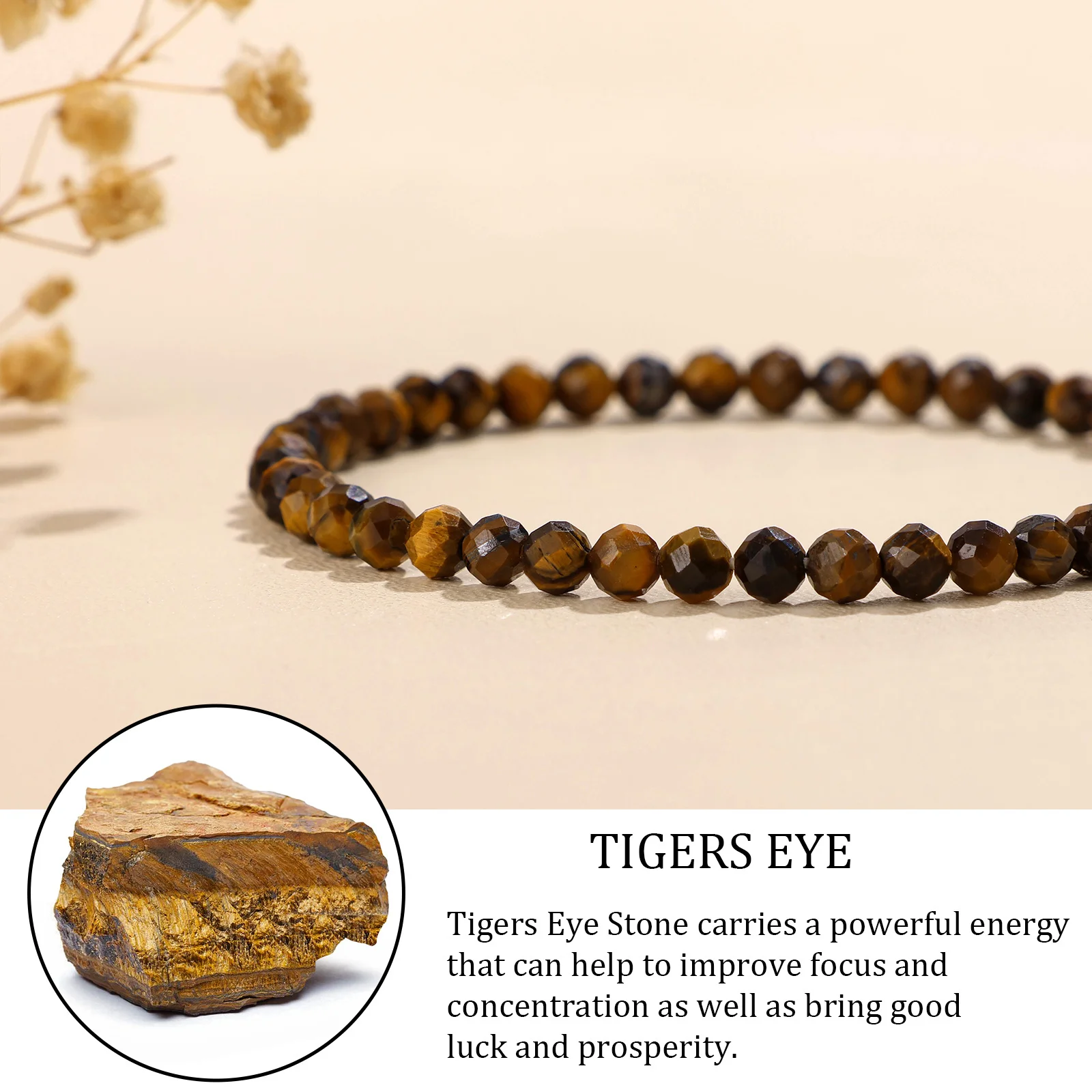 Healing 4mm Faceted Shiny Round Natural Stone Crystal Chips Bead Beaded Bracelet Amulet Gifts For Women Men Friend