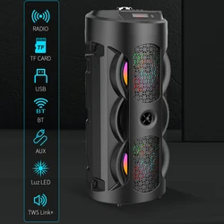 Bluetooth Speaker Dual Speaker Stereo Outdoor Tfusb Playback Fm Voice Broadcasting Portable Subwoofer 50 Wireless Speaker