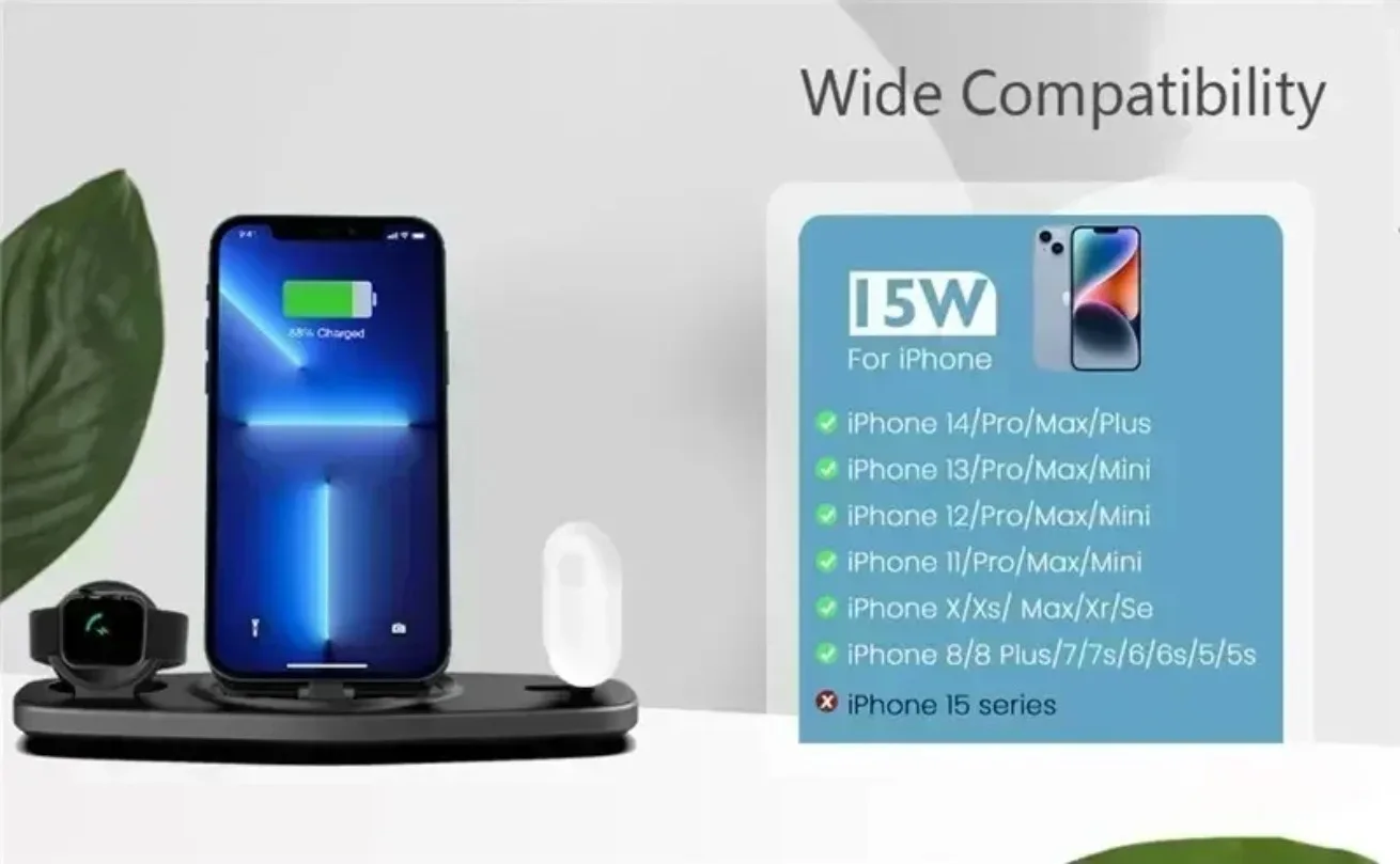 3-in-1 Schnell-Ladestation Faltbares Kabelloses Ladegerät Ständer Dock Handyhalter für iPhone 17-12 Apple Watch AirPods – Detail 24