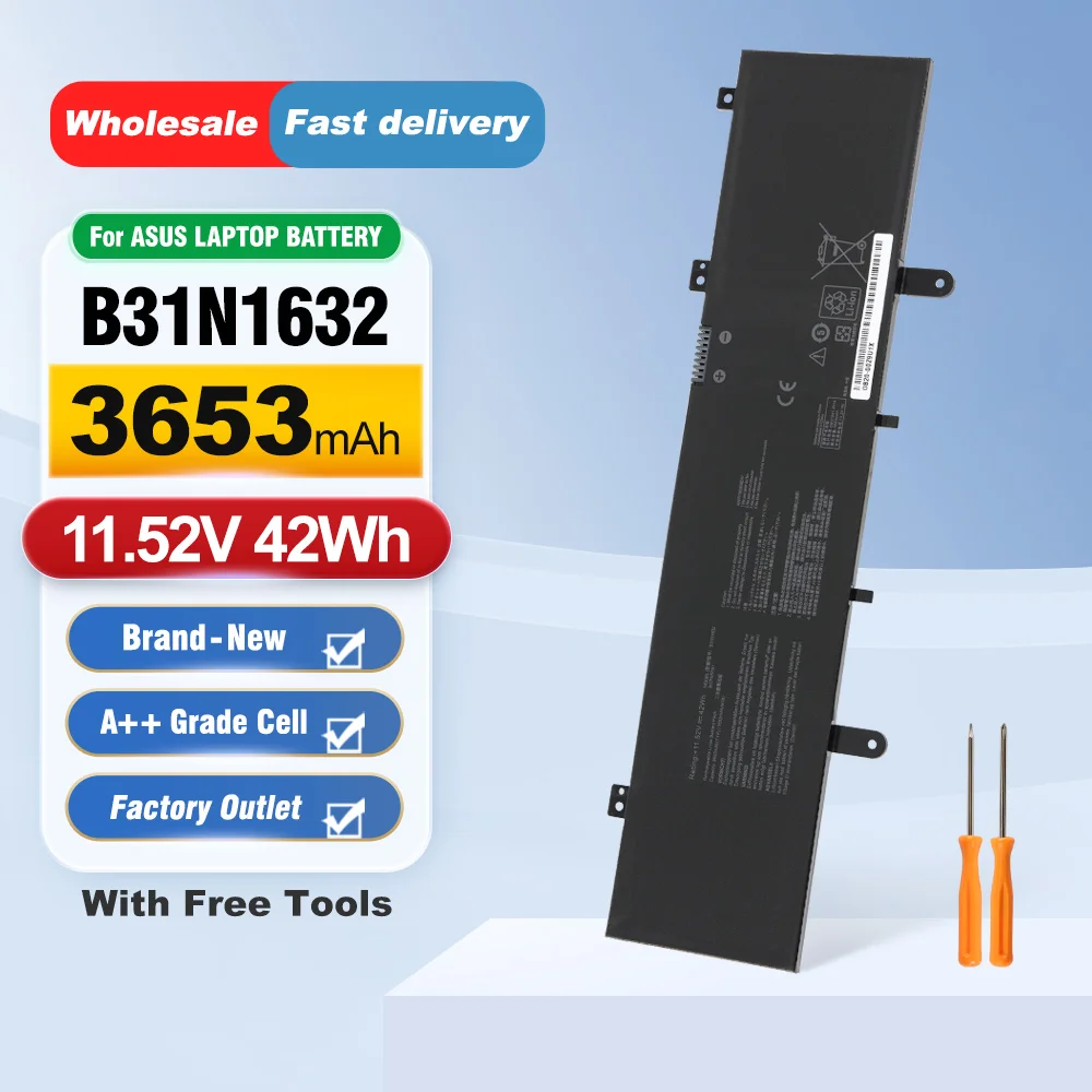 ETESBAY B31N1632 Laptop Battery For Asus Vivobook 14 X405 X405U X405UA X405UQ X405UR Zenbook S4100U S4100UQ S4200UQ 42WH 11.52V