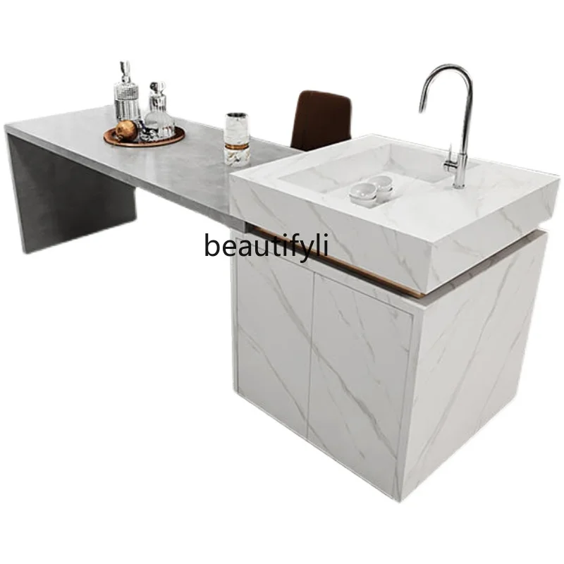 

Stone Plate Zhongdao Table Dining Table Integrated Water Bar Kitchen Retractable Rectangular Home Dining Table