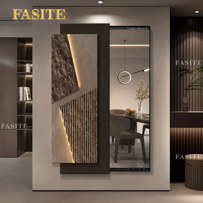 For Italian Light Luxury Full Length Mirror Decorative Painting Hidden Push Pull Wall Art Modern Home Living Room Bedroom