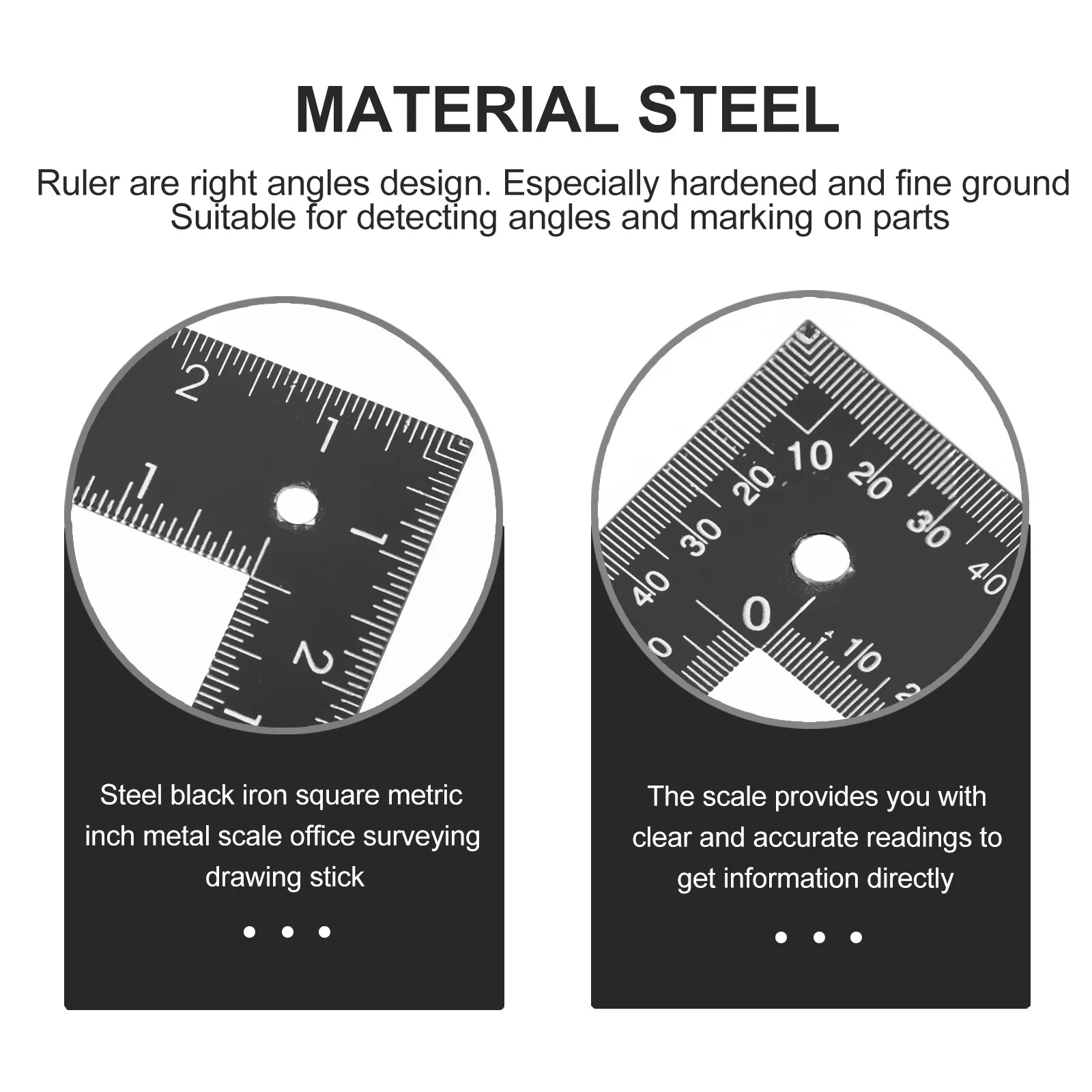 2Pcs L-Shape Steel Square Ruler Metal Angle Ruler Multifunction Measuring Tool for Woodworking Engineering Drawing Home Office