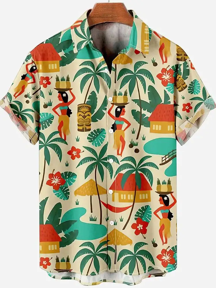 

Loose ort Sve Men's irt Casual Printed Collared Top Summer Youth Faion Chinese Brandl Regular Fit Button up