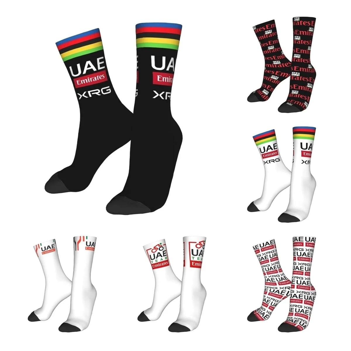 AliExpress Autumn Winter Retro Men's Women's UAE Team Emirates XRG Socks Cycling Racing Sweat Absorbing Football Socks