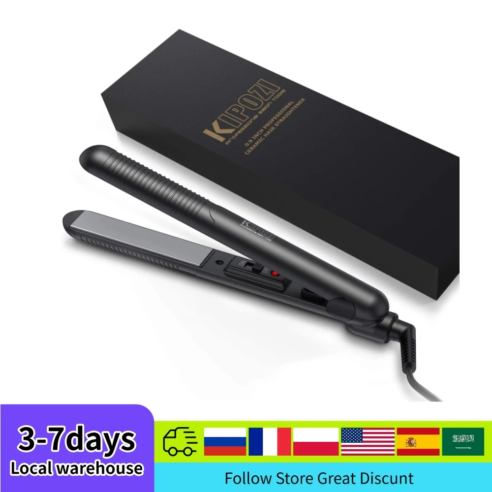 KIPOZI KP-125 Professional Hair Straightener Flat Iron Travel Ceramic 2 In 1 Hair Curler Dual Voltage Fast Heating Light Weight