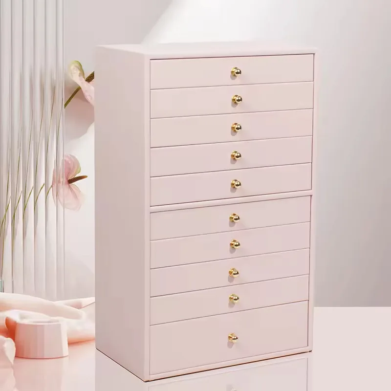 White Extra Large 10-Layer Storage Case Faux Leather Organiser Jewellery Box with Drawer