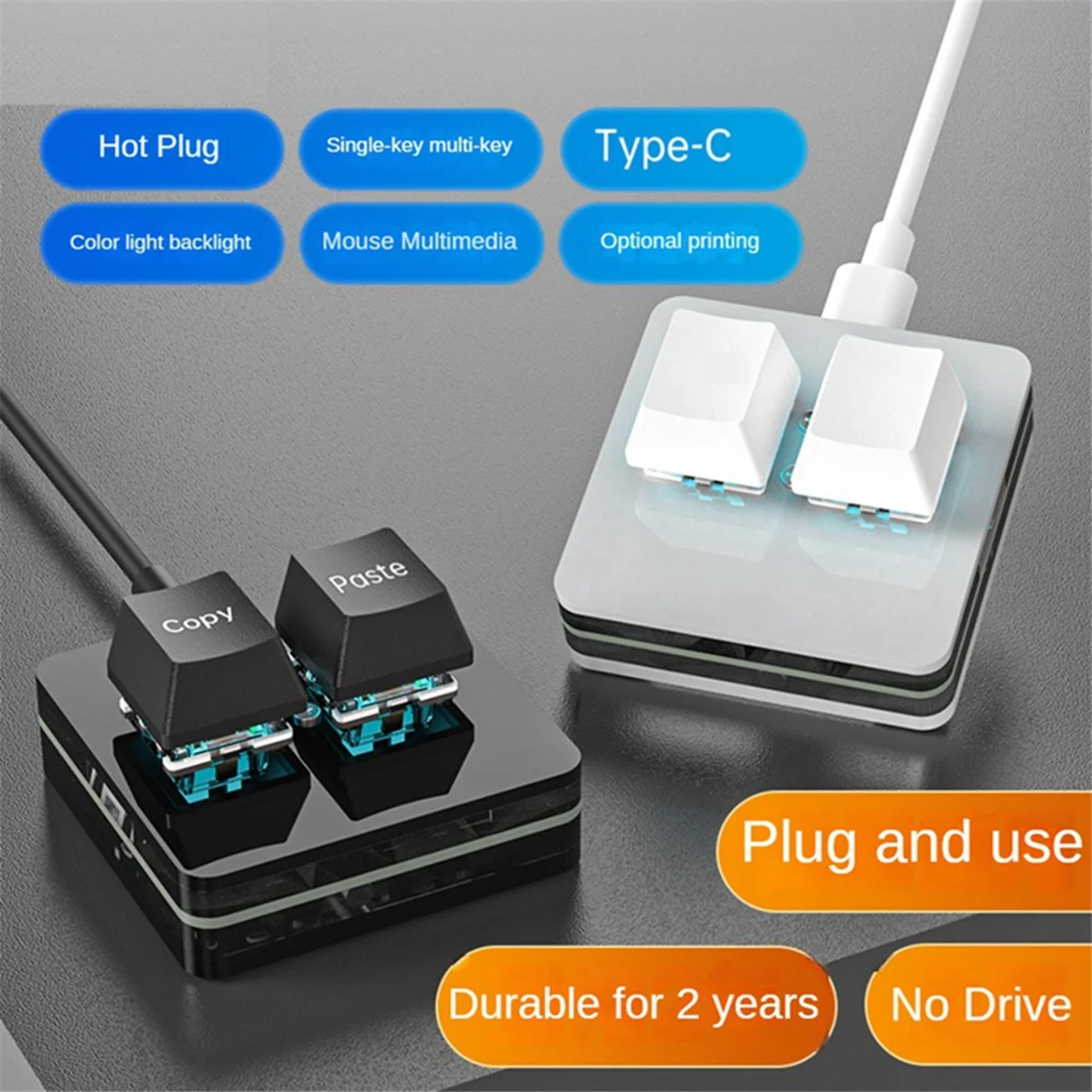 لوحة مفاتيح صغيرة مخصصة من ONGE مكونة من مفتاحين RGB Macro OSU لوحة مفاتيح ميكانيكية قابلة للبرمجة لأعمال الألعاب، أبيض من النوع A