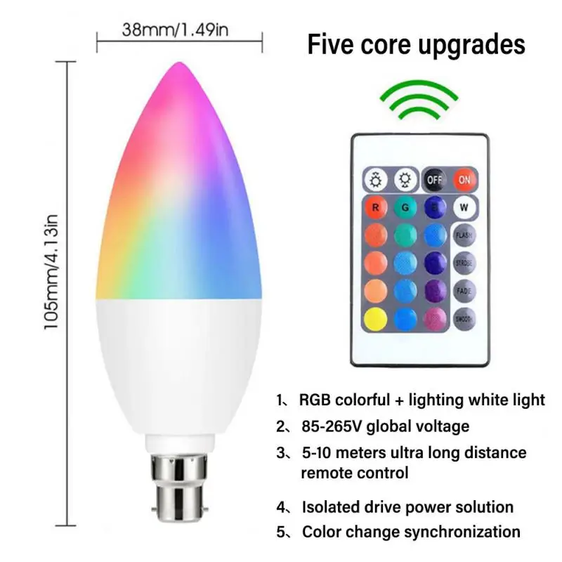 E14/E122/B22 LED Light Bulb Smart Indoor Neon Sign RGB Light Bulbs Remote Dimmable Tape Lamp Home Lighting LED Bulbs