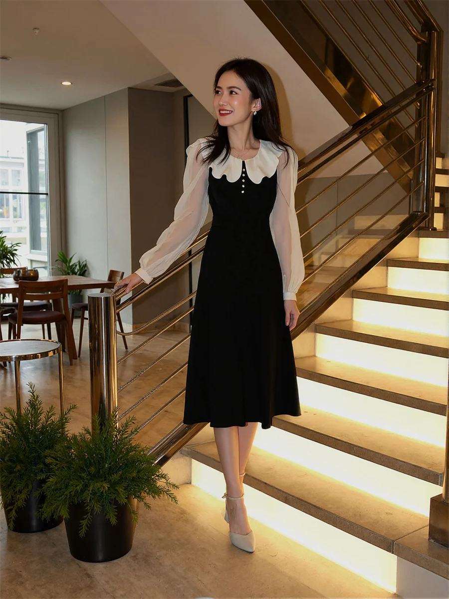 Women'S Dress Alt Flounced Edge Mid-Calf A-Line Structured Students Stylish Suitable Summer Sundresses Sunscreen Suspended