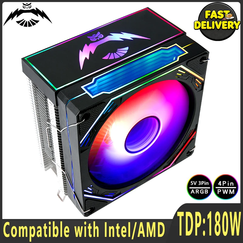 

Кулер для процессора, процессор 4/6, тепловая трубка, бесконечное зеркало, ARGB, 120 мм, установка вентилятора, совместимый с LGA115x 1200 1700 2011, 2066 x79 x99 AMD AM4