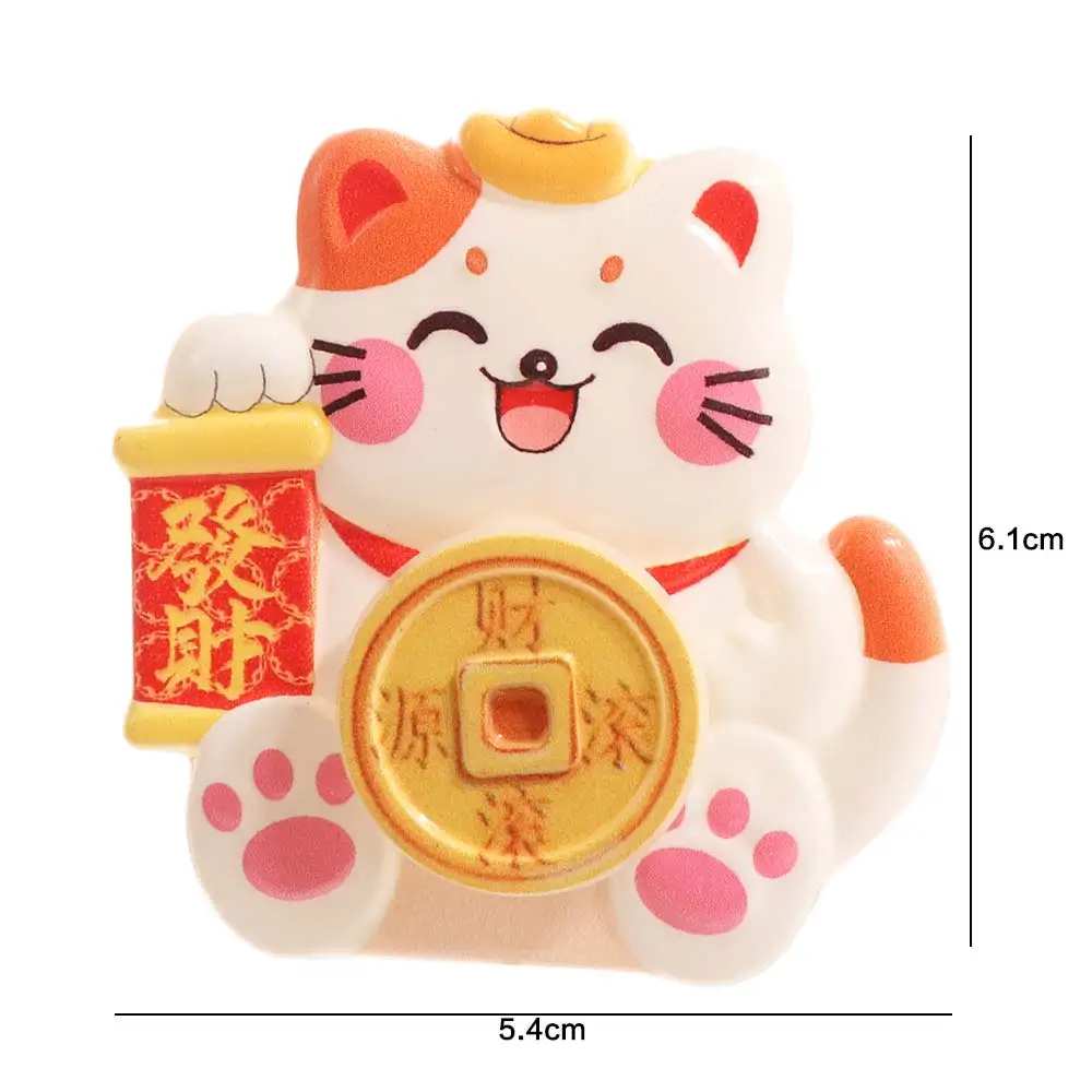 Rotatable New Year Magnetic Sticker Cartoon Reusable 3D Refrigerator Magnets Cute Blessing Lucky Cat Refrigerator Sticker