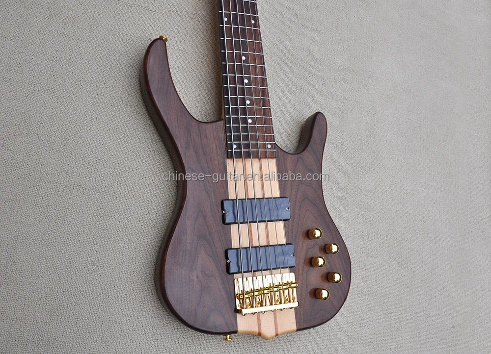 Flyoung Musical Instruments Bass Guitar 6 Strings Electric Bass Guitar Walnut Bass