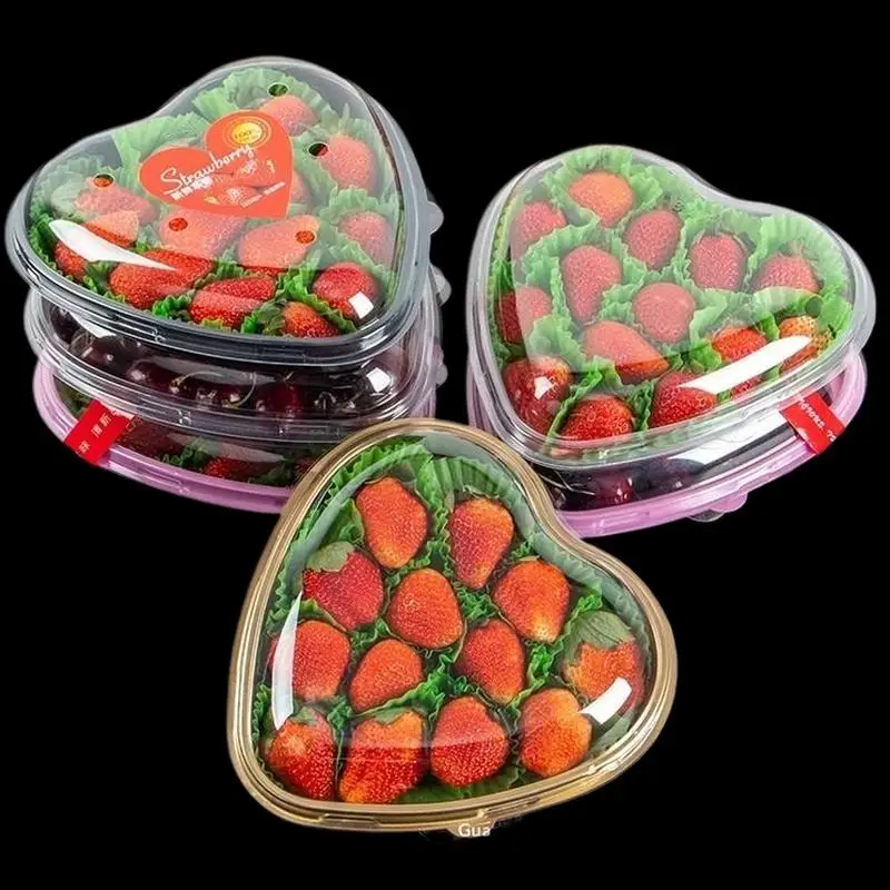 10pc Heart-Shaped Serving Trays with Transparent Lids Reusable PET Containers for Snacks Fruits Sushi Cheese Salads, and Dessert