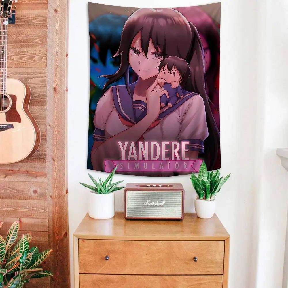 Game Yandere Simulator Anime Tapestry Hanging Tarot Hippie Wall Rugs Dorm Home Decor