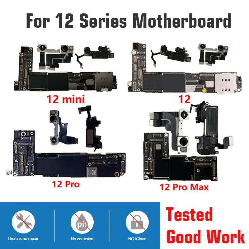 Original Motherboards For IPhone 12 Pro Max Motherboard With Face ID Mainboard Main Logic Board Cleaned ICloud Fully Tested