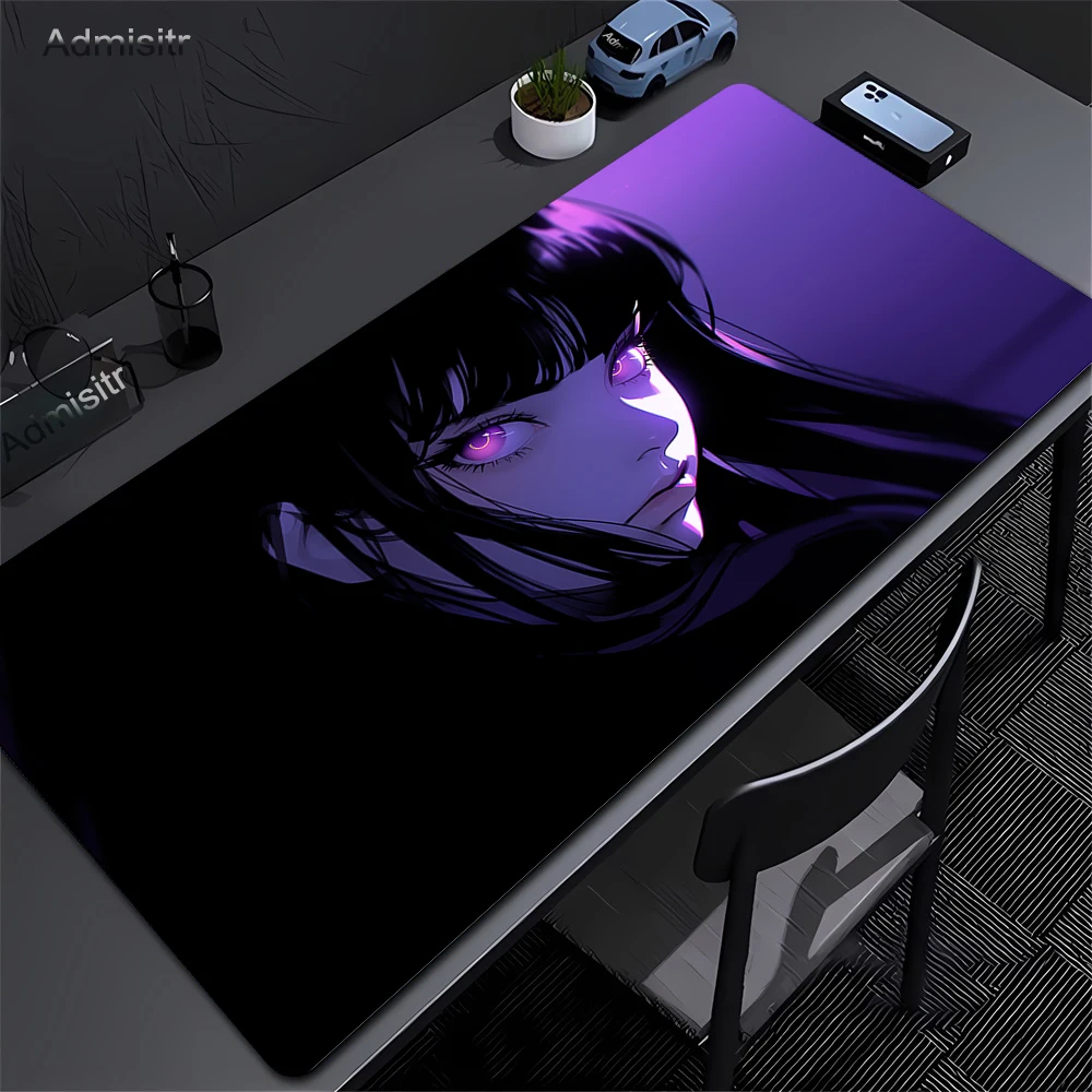 Anime Girl Purple Cute Mouse Pad XXL Laptop Gamer Cabinet Keyboard Rug Computer Kawaii Desk Mat Non-slip Large Mousepad 90x40cm