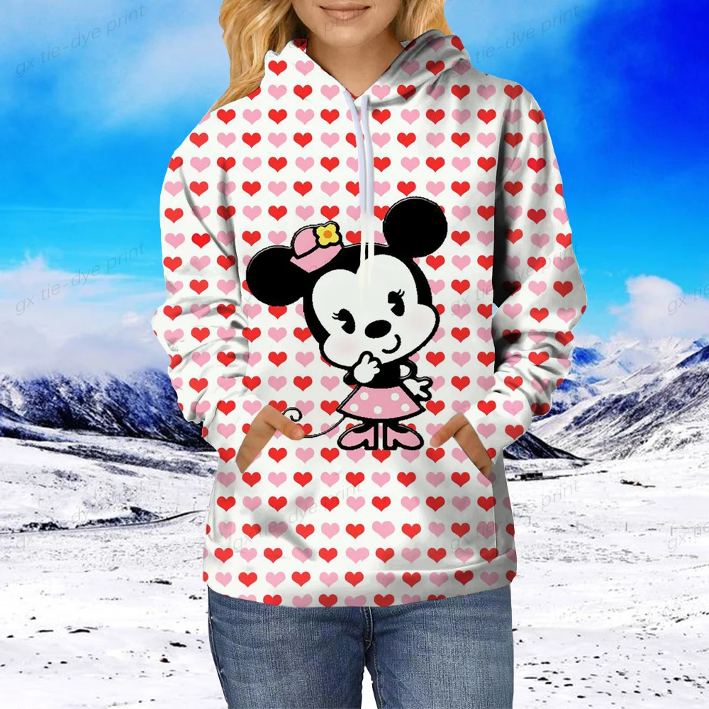 Disney Mickey Co-branded Printed Round Neck Hooded Sweatshirt For Men And Women 2024 Autumn Mickey Cartoon Trendy Brand Jacket