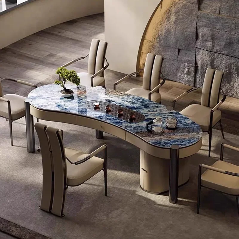 CX Light Luxury High-End Sintered Sintered Stone Tea Table, Automatic Water Supply Integrated Villa Home Office